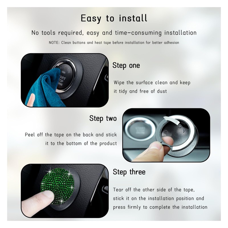 Dickno Bling Car Push to Start Button Cover, Anti Scratch