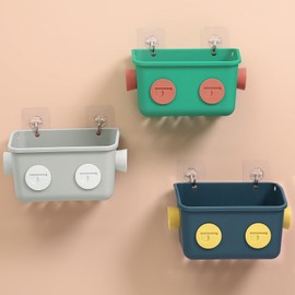 Tokokimo Bath Toy Storage, Bathroom Toy Storage, Cute Robot Shaped Bathtub Bath Toy Organiser, 3 Pieces (Green/Blue/Grey)