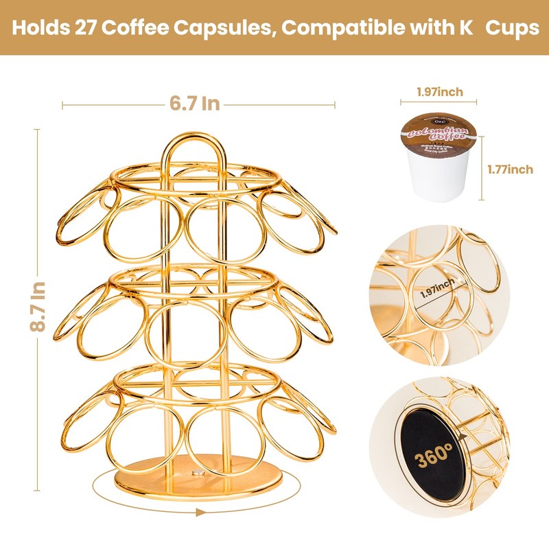 Coffee Pod Holder, K Cup Holders Carousel Organizer ,27 Coffee