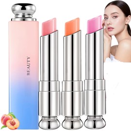 3PCS Color Changing Lipstick Lip Balm Set,Long Lasting Moisturizer Tinted Lip Balm,Tinted Lip Bal/m Cr/ystal Je/lly Lipstick,Temperature Color Change Balm,Na/tural Lip Protection Lip Repair Gifts