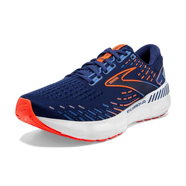 Brooks Glycerin Gts 20 Sneakers for Men - Low Top Design, Cushioned Footbed, and Synthetic Outsoles Shoes Blue Depths/Palace Blue/Orange 11 D - Medium