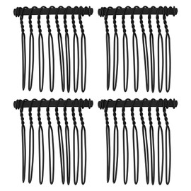 VOCOSTE Anti-Slip Hairside Comb Axserie Metal Black Hair Side Comb Retaining Hair Clip 3.3cm 4pcs