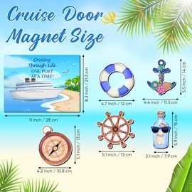 Kanayu 6 Pcs Cruise Door Decorations Magnetic Large Cruise Ship Decorations Magnets Anchor Cruise Door Decor Car Fridge Magnet Decal for Carnival Stateroom Door(Sea)