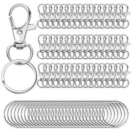 100 Argollas para Llaveros y Ganchos Giratorios, Aros para Lllaveros Acero Inoxidable, Broches para Hacer Llaveros, Anillos de Metal para DIY Manualidades y Bisutería (50 Ganchos + 50 Llaveros)