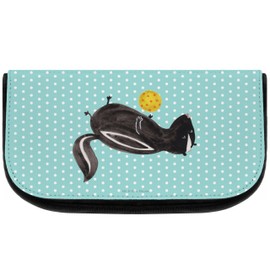 Mr. & Mrs. Panda Skunk Ball Cosmetic Bag, turquoise, Hand Drawn