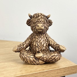 Alfie Francis Small 10.8cm Tall Cute Meditating Highland Cow Ornament Figurine Statue Sculpture Home Decoration Accessories Decor