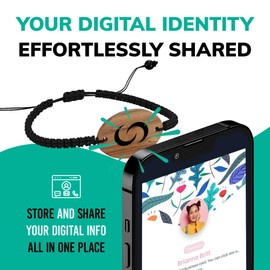 CONTACT CO. Smart Wooden NFC Bracelet, Sleek Tap Bracelet with Instant App-Free Sharing, Seamless Accessory for Entrepreneurs and More, Woven