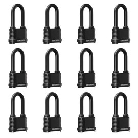 CINCINNO Weatherproof 4 Digit Combination Lock, Heavy Duty Combo Lock with Long Shackle for Outdoor Shed, Garage, Gate, Fence, 12 Pack