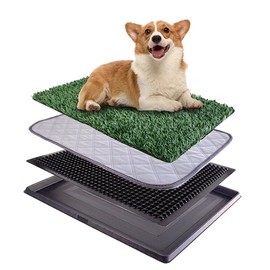Dog Grass Pad with Tray 25"X20" - Artificial Grass for Dogs Potty Training - Fake Grass Indoor Dog Potty - Pet Turf Outdoor Indoor Grass Potty for Dogs - Dog Pee Grass Litter Box