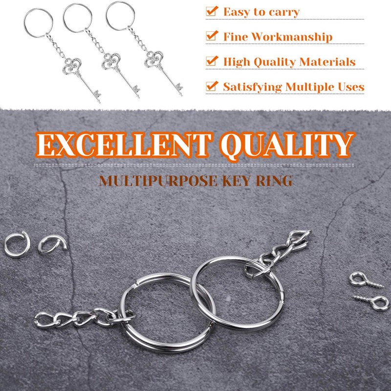 Audab 360Pcs Keychain Bulk, 120Pcs Keychain Rings with Chain and