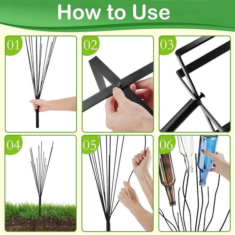 HEYTIMI 2 Pcs 12 Metal Wine Bottle Tree Garden Outside