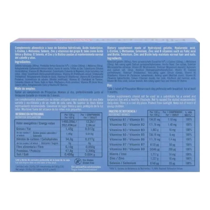 Antiperdida De Cabello Para Mujer Genové Pilopeptan 30 Tab