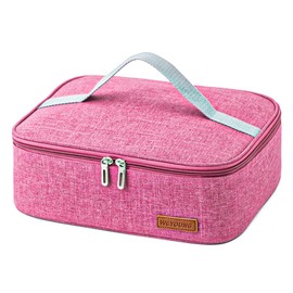 NUZAMAS Set of 2 Insulated Lunch Bag Leakproof Hand Carry Bag for Adults Kids Lunch Boxes Picnic Bags Food Cooler Storage Meal Prep Bento Box Tote for Office School Camping Travel Fishing Hiking-Red