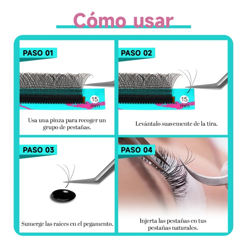 Extensiones De Pestañas 3d-8d W Profesional 0.07 Mm 8-15 Mm