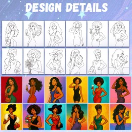 PAILIM 12Pcs Pre Drawn Canvas Boards 8x10 Sip and Paint kit for Adults Girl Ladies Date Night Canvas for Painting with Design Paint Party Favors Painting Supplies for Beginner Charming Elegant Lady