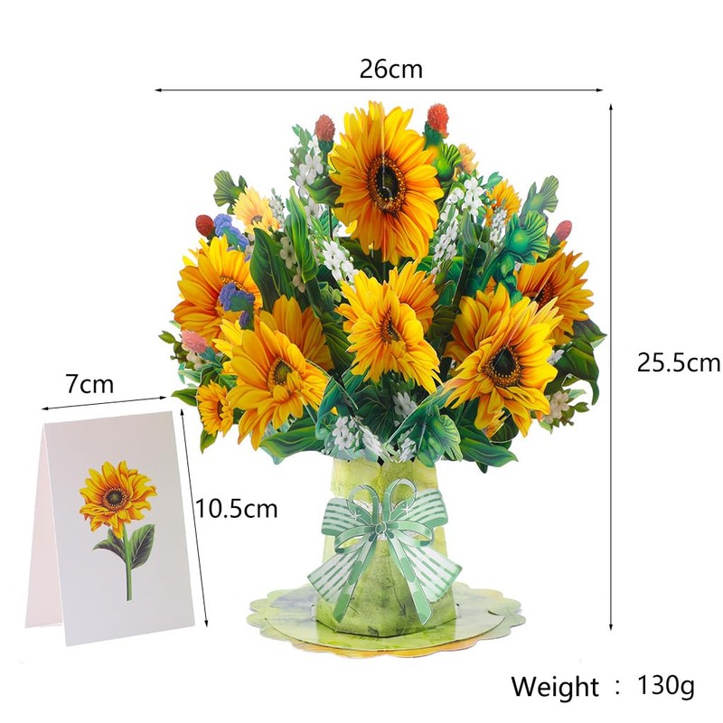 Pop Up Paper Flowers Greeting Card, 3D Lily Bouquet, Birthday