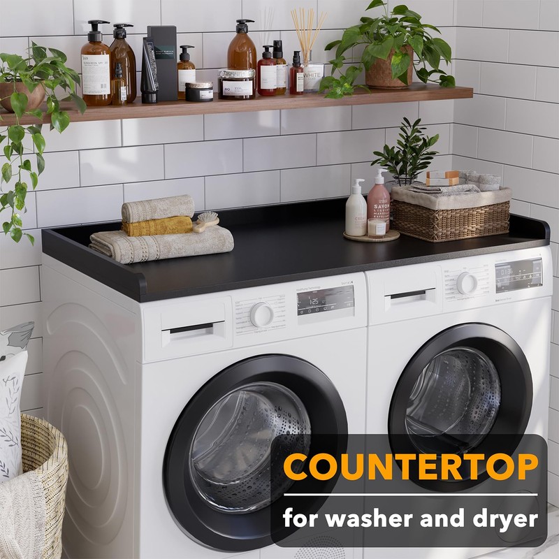 SpaceAid Washer Dryer Countertop, Laundry Wood Shelf Topper with Edge,