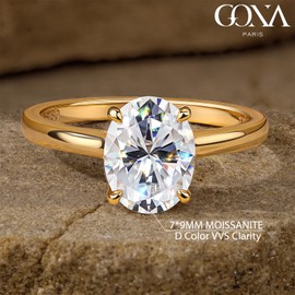 GONA 1-2 CT Moissanite Rings for Women GRA Sterling D Color VVS Moissanite Engagement Tarnish-Resistant Silver Wedding Band Promise Anniversary Engagement Rings Promise Rings for Women