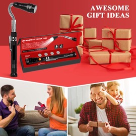 Biuonk LED Magnetic Pickup Tool, Stocking Stuffers Christmas Gifts for Men, White Elephant Gifts for Adults Dad Husband Him, Telescoping Magnet Cool Gadgets for Mechanics Engineers