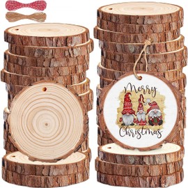 Pack of 48 Wooden Discs, Wooden Discs for Crafts 4-5 cm with Hole, Unfinished Round Wooden Circles Wooden Discs 5 cm for DIY Crafts, Wedding Decoration, Centrepieces, Craft Projects, Christmas