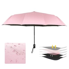 Windproof Travel Umbrella for Adult, Automatic Umbrellas for Rain - Compact Folding Umbrella with UV Protection, Lightweight Portable Design for Backpack/Walking/Car, Sun & Storm Ready (Pink)