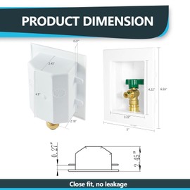 1-Pack Seelink Pre-Assembled Ice Maker Outlet Box, 1/2" Push-fit Inlet x 1/4" OD Compression Outlet, with Installed 1/4-Turn Ball Valve