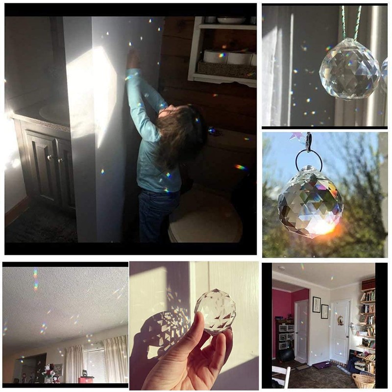 Adwikoso 4Pcs 40mm Crystal Ball Prism Pendant Glass Chandelier Hanging