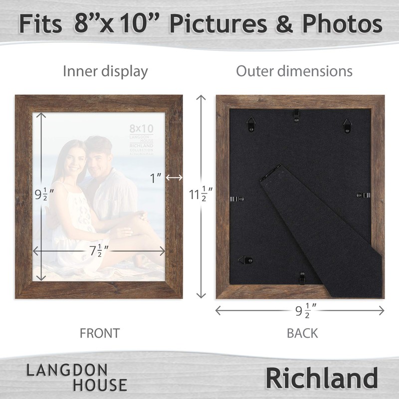 Langdon House 8x10 Picture Frames (Rustic Brown, 6 Pack) Traditional