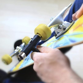 CampTeck U7188 All-In-One Skateboard Tool, Skater Tool Kit, Skateboard Wrench T-tool - Black/Silver