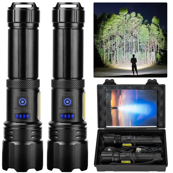 Sigoobal Sigoobal Rechargeable Flashlight, 2 Pack 900000 High Lumens Super