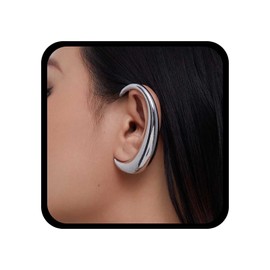 Allereya Gothic Moon Ear Cuff Earrings Crescent Ear Wrap Earrings Silver Celestial Moon Earrings Moon Ear Climber Cuff Earrings Non Piercing Climber Crawler Earrings Jewelry For Women（Silver Left)