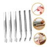 Operitacx 6pcs Stainless Steel Stamp Tweezers Precision Hobby Tweezers for
