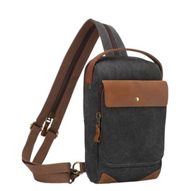 KL928 Canvas Sling Bag for Men Women, Casual Crossbody Backpack Travel Shoulder Daypacks Rucksack, Black