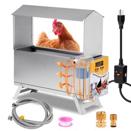 PAUQRWIE 1.5 Gallon Heated Chicken Waterer Automatic Chicken Water Heater for Winter, Freeze Proof Poultry Drinker Watering System