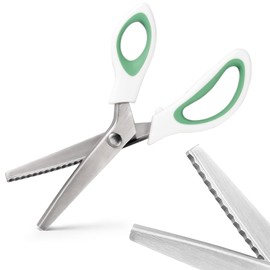 Pinking Shears for Fabric Cutting, Zig Zag Scissors, Scrapbook Scissors Decorative Edge for Adults, Great for Many Kinds of Sewing Fabrics Leather and Craft Paper, Professional Handheld Dressmaking