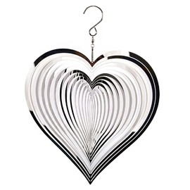 Tiardey 3D Metal Wind Spinner Rotating Fly End Light Effect Design Wind Chimes Home Garden Decoration Outdoor Gift Shiny Heart