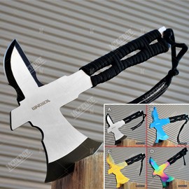 Axe Hatchet Tactical Axe Survival Axe Hunting Knife 8 Inch Overall Full Tang Razor Sharp Edge Camping Accessories Camping Gear Survival Kit Survival Gear Tactical Gear 77855 (Black / Silver)