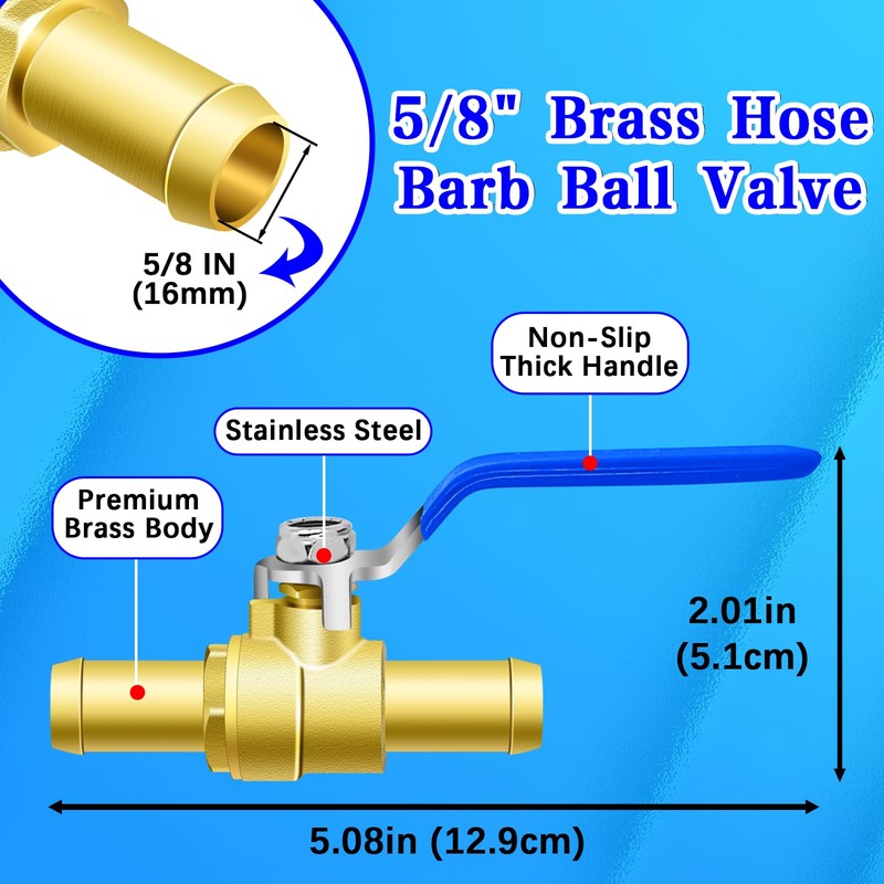 Brass 3/4" In-Line Heater Hose Shut Off Valve Kit -