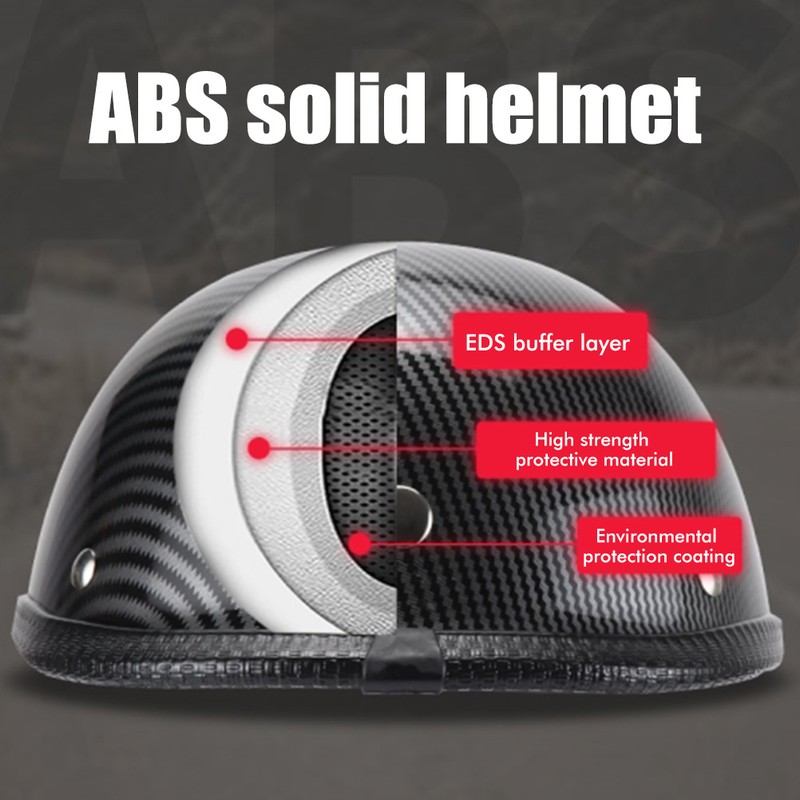 Retro Motorcycle Half Helmet with Adjustable Nylon Chin Strap Scoop