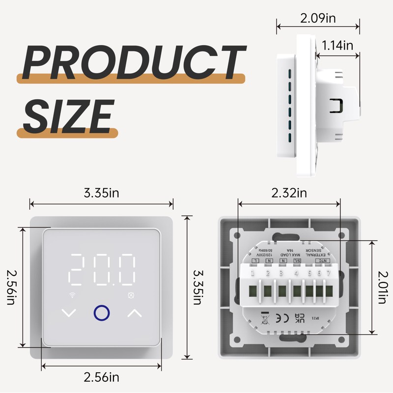 YeloDeer WiFi Smart Thermostat for Electric Underfloor Heating, Wireless Room