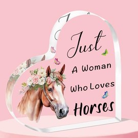 QMVMV Funny Horse Acrylic Plaque Gifts Animal Lover Gift Just A Woman Who Loves Horses Horse Lover Gift For Women, Who Loves Horses Acrylic Plaque