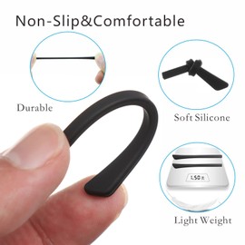 Puntas de extremo de gafas,silicona antideslizantes para orejas, fundas de tubo,almohadillas de repuesto cómodas para patas de metal fino 8 pares,Negro/blanco/morado/rojo/azul/marrón