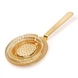 Homestia Cocktail Strainer, Stainless Steel Hawthorne Strainer Spring Bar Strainer with Long Handle, Drink Strainer Cocktail for Professional Bartenders and Home Bar (Gold)