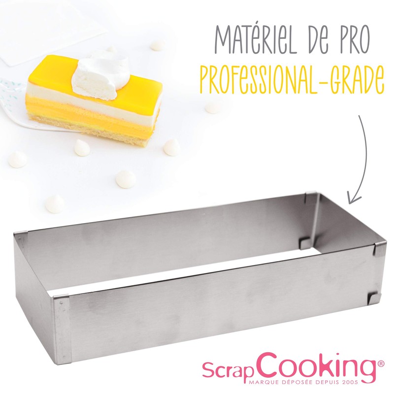ScrapCooking 1916 Stainless Steel Rectangular Baking Tin Extendable from 25
