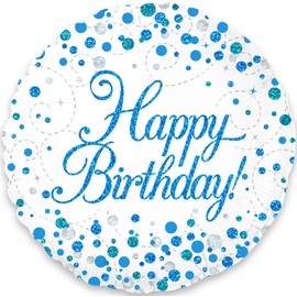 Oaktree 226737 18" 80th Sparkling Fizz Birthday Blue Holographic