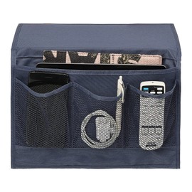 Surblue Bedside Caddy 4 Pockets Bedside Storage Organizer for TV Remote Control Phone Glasses Magazine (Navy)