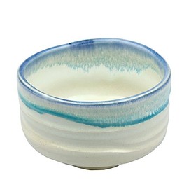 Yamaki Ikai F1545 Matcha Bowl, Kaneta White Yen Kiln Kuresu Blue Stream, Diameter 4.9 x Height 3.1 inches (12.5 x 8 cm), Light Blue