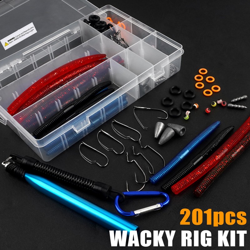 Wacky Rig Kit, 201pcs Bass Fishing Wacky Rig Tool Kit
