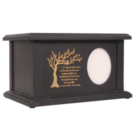 Wooden Urns for Human Ashes - Wood Cremation Urns Adult for Funeral, Burial or Home - Urns for Ashes Men Women - Decorative Urn for Ashes Male Female (Black Tree of Life, with Frame)