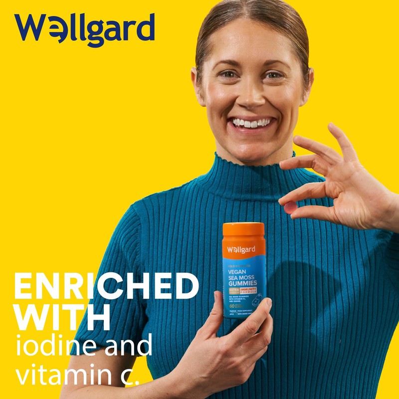 Wellgard Vegan Sea Moss Gummies, Formulated for Immunity with Iodine,
